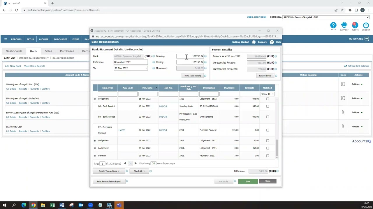 How to create and complete a Bank Reconciliation in AIQ