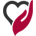 Volunteer logo which is a black outline of a heart with a red hand holding the heart to the right of the heart.