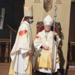 Graphic of Archbishop Dermot Farrell seated in his chair with His Excellency Archbishop Jude Thaddeus Okolo, Apostolic Nuncio to Ireland beside him.