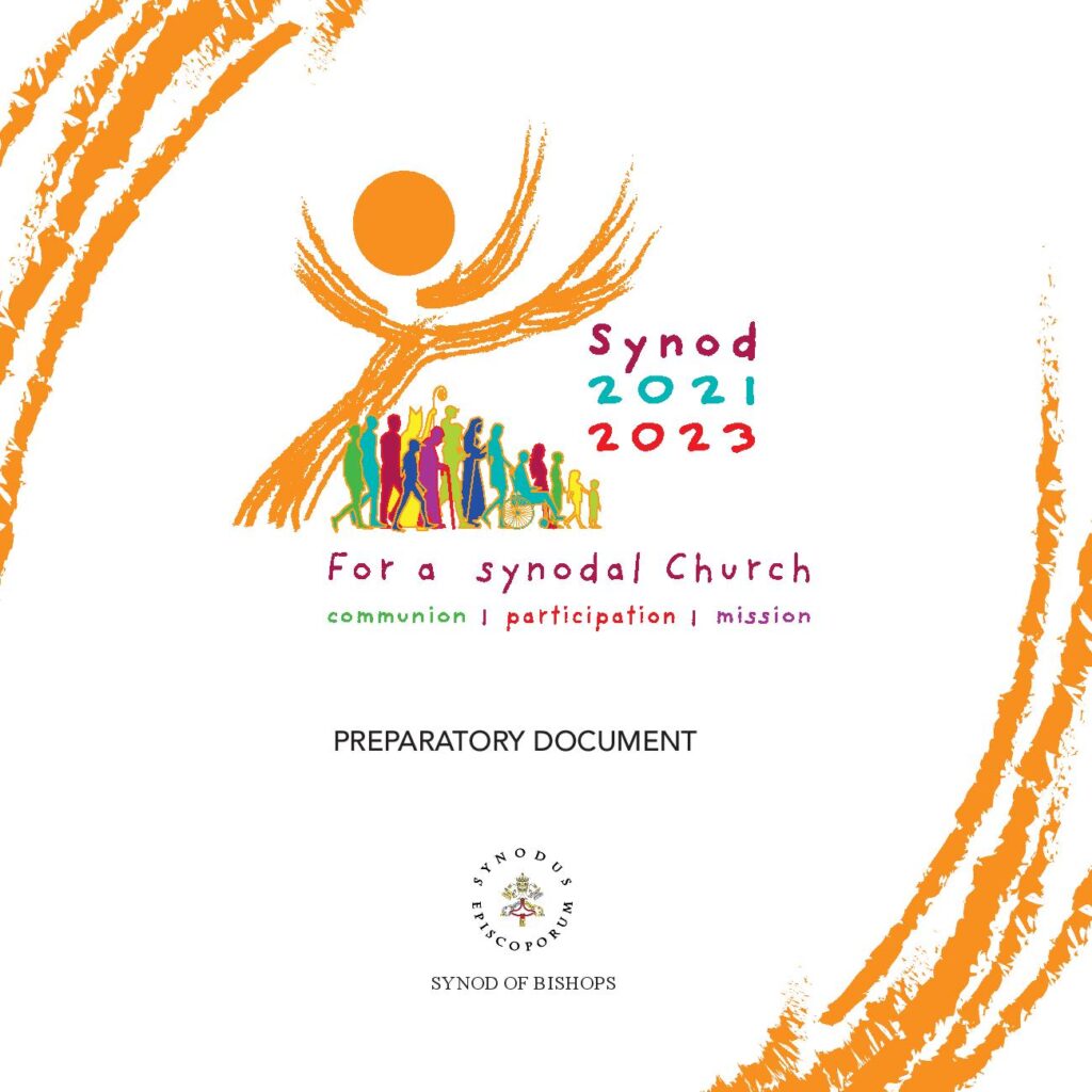 Graphic of the Synod 2021/2023 logo above the writing "preparatory document". Under which is the synod of bishops logo.