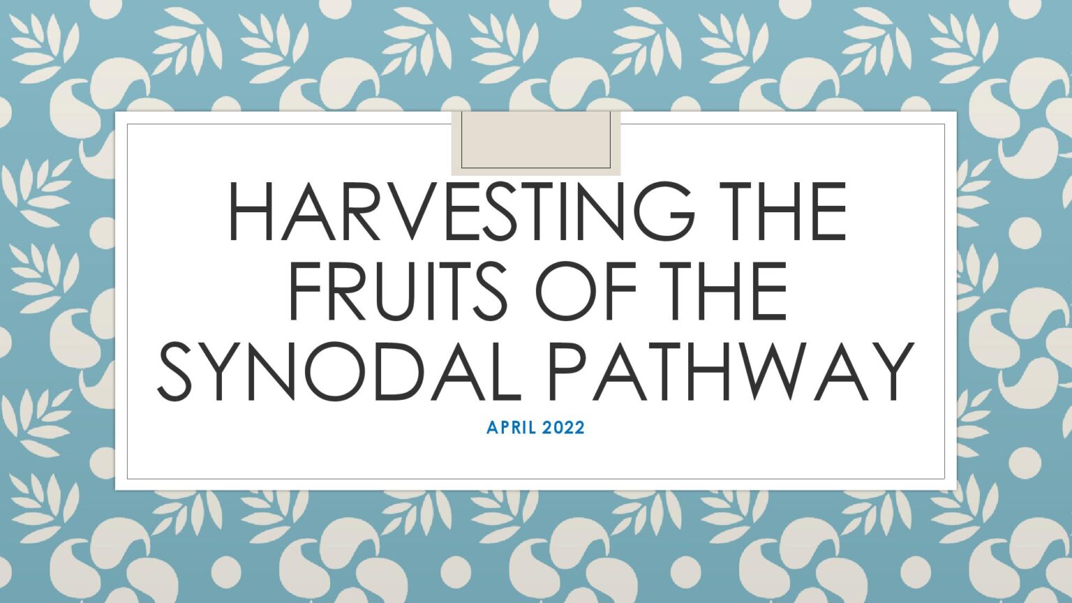 PowerPoint: Harvesting the Fruits of the Synodal Pathway