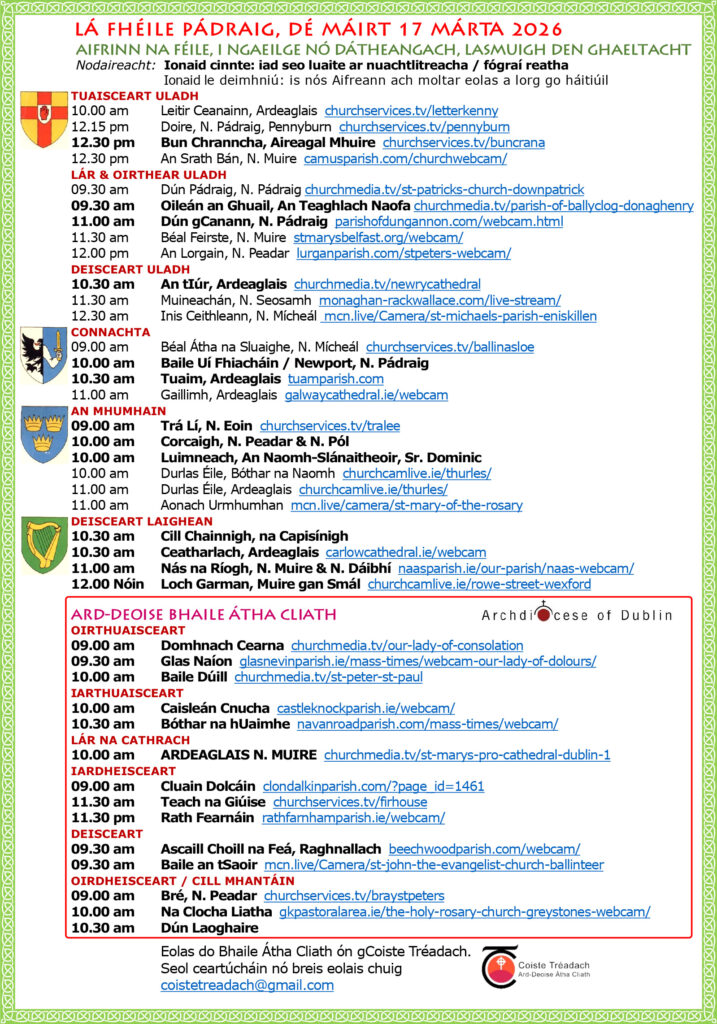 Masses in Irish on St Patrick’s Day